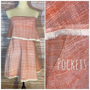 Line & Dot Orange Jasper Strapless Dress. Sz XS